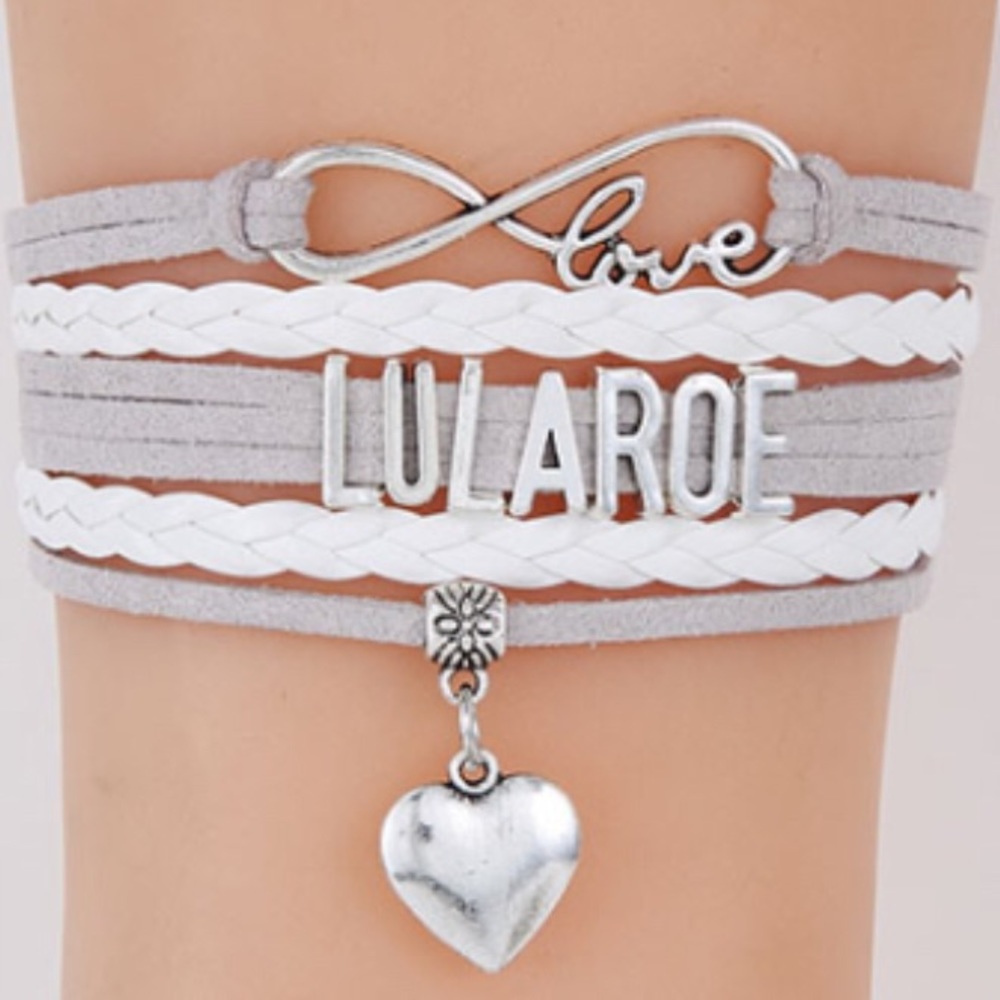 LulaRoe Infinity Love Leather Bracelet Gray White